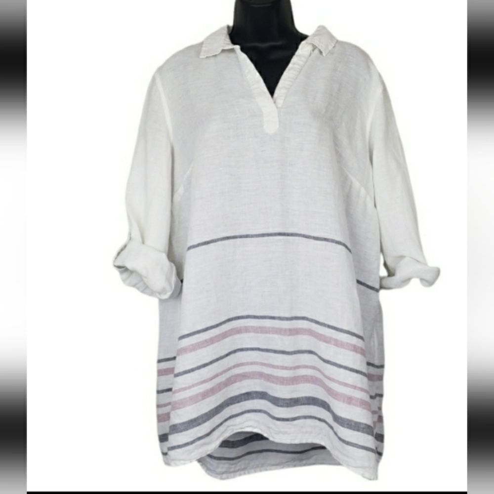 TAHARI 100% LINEN TOP